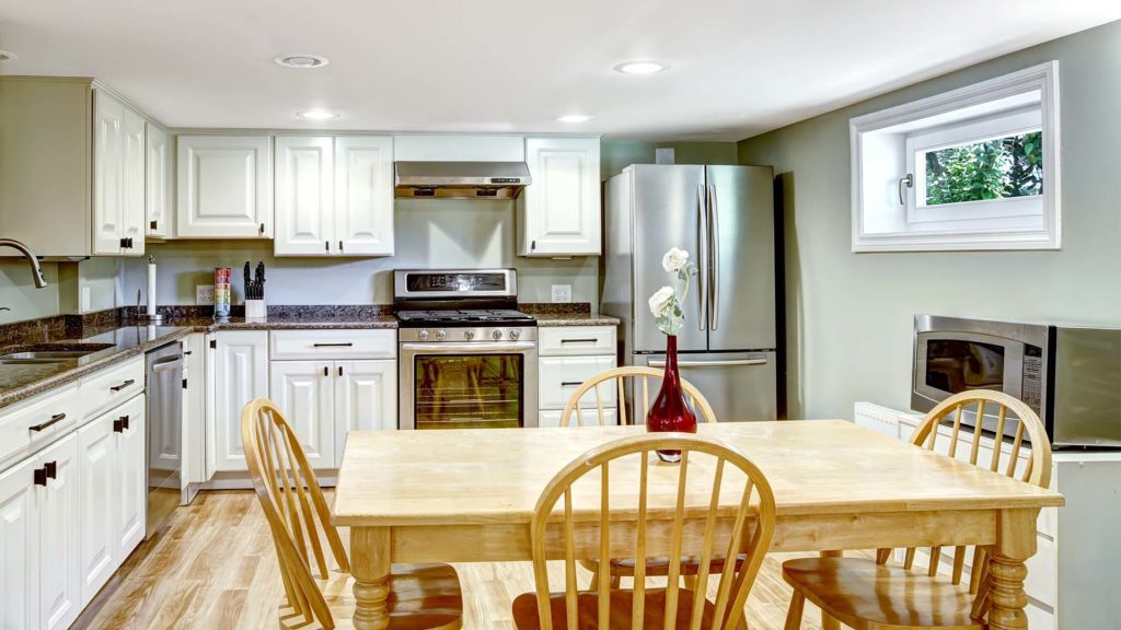 kitchen with basement hopper window