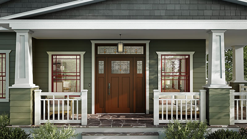 craftsman home with replacement entry door