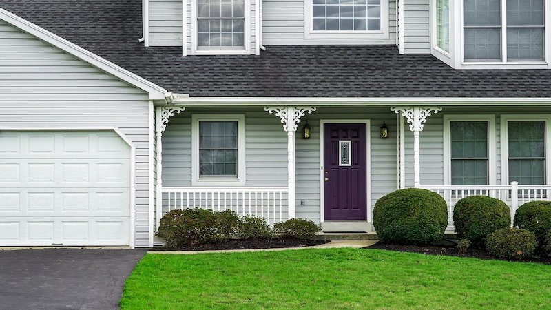 home with light gray siding