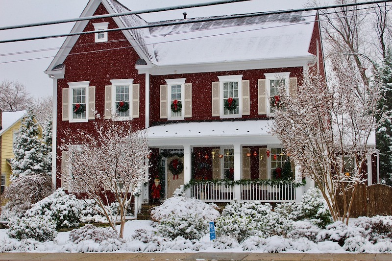 house with snow