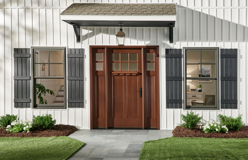 Vinyl woodgrain entry door