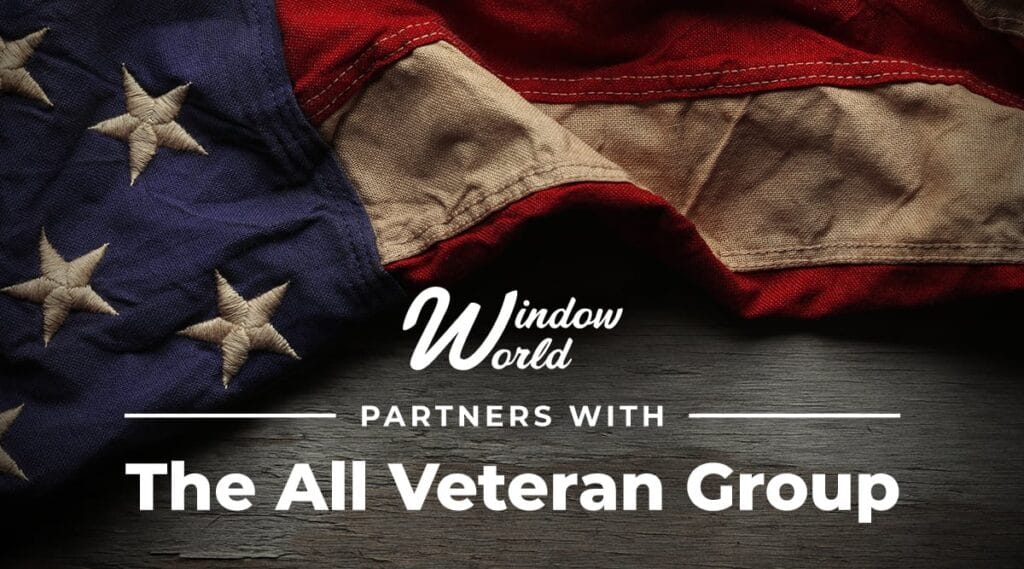 Picture of Window World logo over American flag